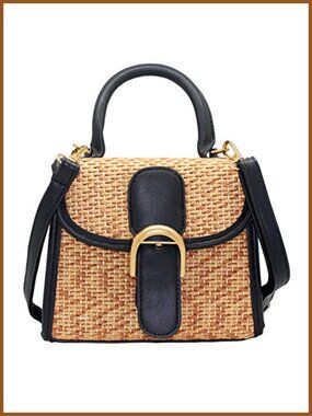 Straw Woven Satchel Crossbody Bag Small Shoulder Purse